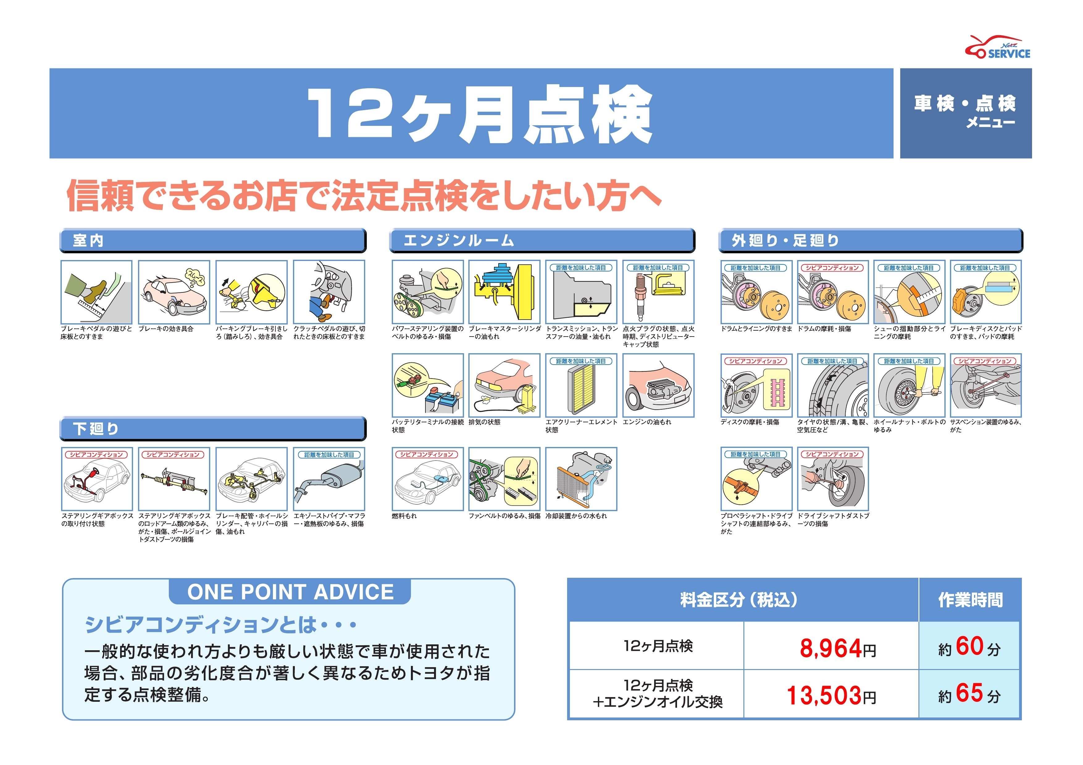 12ヶ月点検料金表
